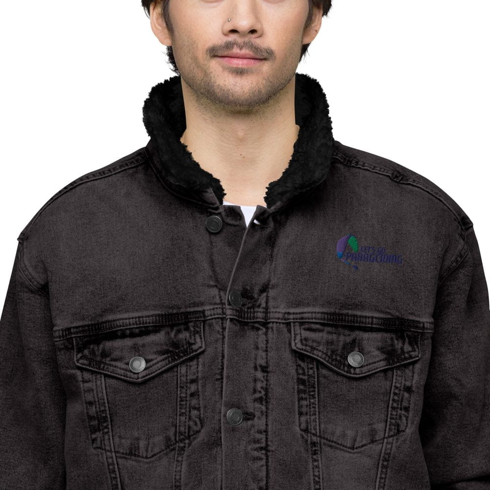 unisex sherpa denim jacket black denim zoomed in 6400b16c03070 scaled