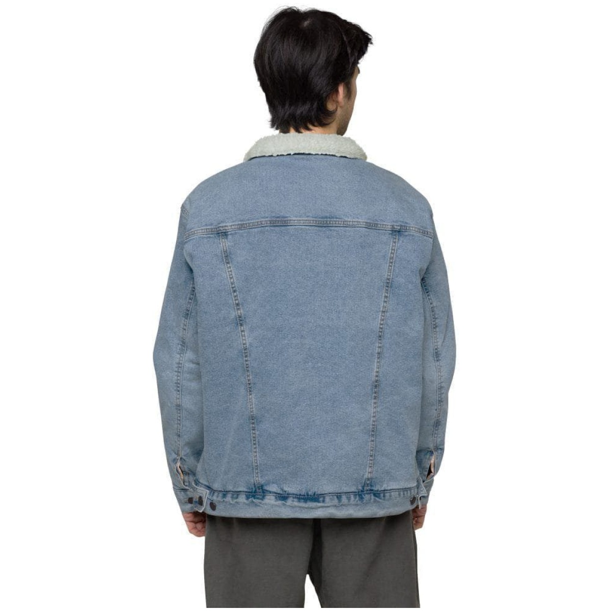 Unisex Sherpa Denim Jacket Light Denim Back 6400B16C032Eb Scaled