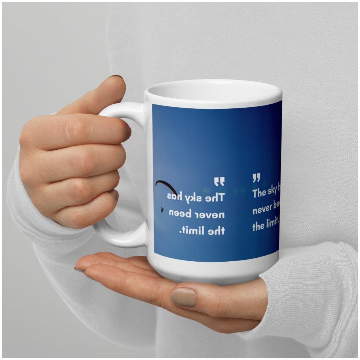 White Glossy Mug - Sky's Never Been the Limit - Image 4