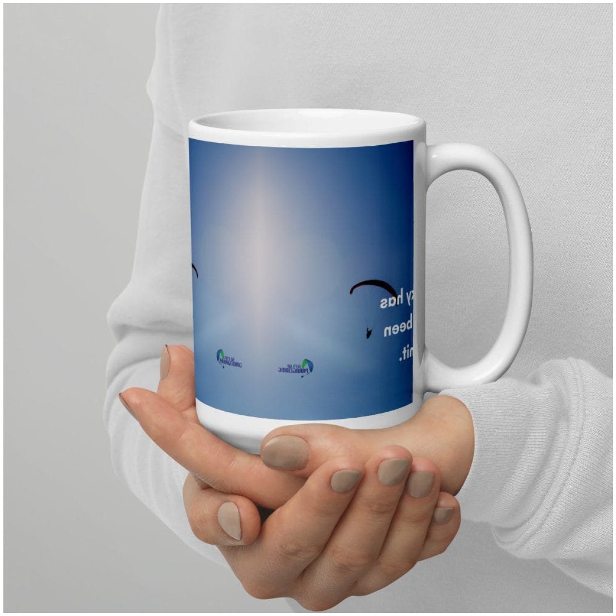 White Glossy Mug - Sky's Never Been the Limit - Image 1